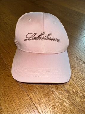 lululemon blush pink hat with stitched logo patch